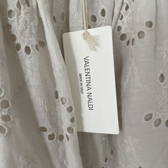 Valentina Naldi Off the Shoulder Dress NEW Sz L White Eyelet Lace Made in Italy - Picture 6 of 10